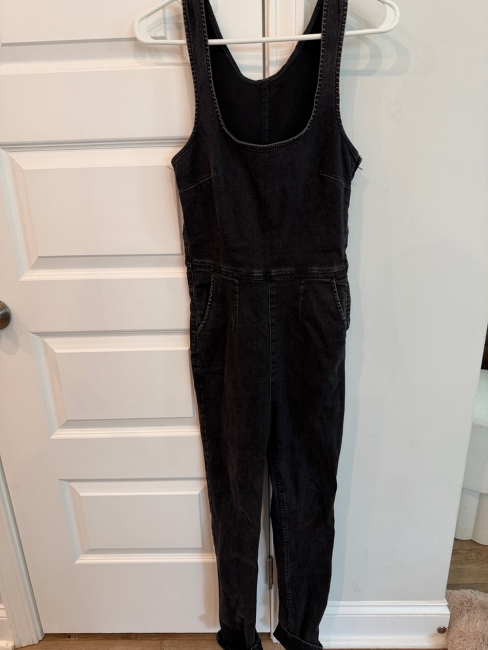 Free People Black Denim Tank Jumpsuit Size 2